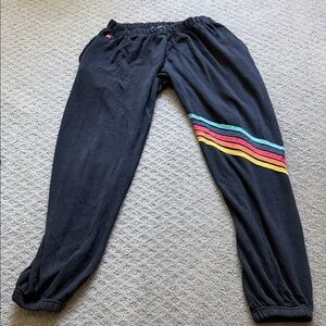 Aviator Nation Black Kids Joggers with Colorful Stripes